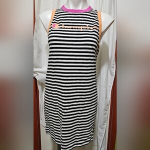 Champion Tank Dress Womens Campus Black White Striped Logo Sleeveless Size M